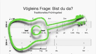 Gitarre Vögleins Frage Bist du da Tabulatur Melodie Akkorde Text [upl. by Jena]