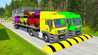 TRANSPORTING PIXAR CARS amp FRUITS WITH COLORED amp JOHN DEERE vs CLAAS vs TRACTORS  BeamNGdrive 962 [upl. by Laohcin]