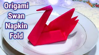 Swan Napkin Fold  Origami Serviette Birds  Napkin Origami  Easy Swan  Paper Nakin Swan [upl. by Jo]