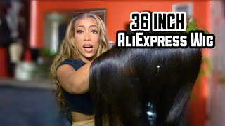 CHEAP 36 INCH 210 DENSITY STRAIGHT WIG  ALIEXPRESS WIG REVIEW amp UNBOXING  HOHO OFFICIAL STORE [upl. by Appolonia]