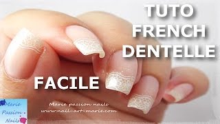 Tuto Nail Art French dentelle facile et rapide [upl. by Aneeled]