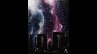 Starry Night at Stonehenge Step by Step Acrylic Painting on Canvas for Beginners [upl. by Powder858]