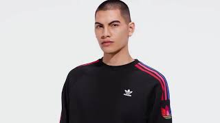 Adicolor 3D Trefoil 3 Stripes Crewneck Sweatshirt Black GE0804 video [upl. by Aehsal358]