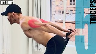 5 RESISTANCE BAND TRICEPS EXERCISES AND WHAT PART OF THE TRICEPS THEY TARGET  NO ATTACHING [upl. by Sewoll]