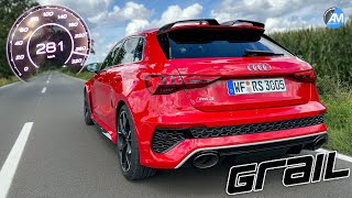 Audi RS3 8Y GRAIL Exhaust 400hp 0280 kmh acceleration🏁  by Automann in 4K [upl. by Lenahc]