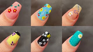 Diseños de uñas uñas 2024 tendencias Easy floral nail art desings [upl. by Anilat]