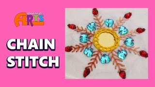 Chain Stitch  Golusu Kuttu ఈజీ గొలుసు కుట్టు   Amma Arts [upl. by Brentt]