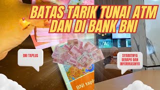 Batas Tarik Uang di ATM dan Teller BNI [upl. by Rozamond681]