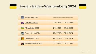 Ferien Baden Württemberg 2024 [upl. by Eveam]