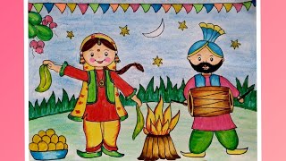 lohri drawing lohri festival drawing  besakhi drawing easy drawing of lohri [upl. by Allicirp]