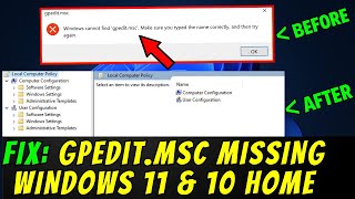 Gpedit Cannot Be Found Windows 1011  Enable Windows HOME EDITION Group Policy SOLVED [upl. by Relyt]