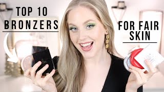 TOP 10 BEST BRONZERS FOR FAIR SKIN  Powders Creams and Swatches [upl. by Tonia375]