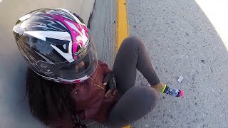 Biker Crashes While Lane Splitting  Whos at Fault [upl. by Neelrihs]