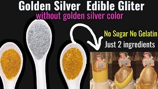 Edible Golden amp silver Glitter Dust Sparkle Hacks l How to make Glitter  Shimmer for Cake at home [upl. by Anirtal]