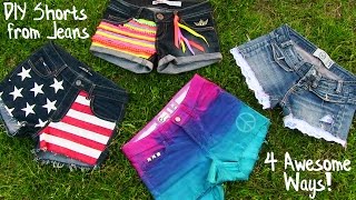 DIY Clothes 4 DIY Shorts Projects from Jeans Easy [upl. by Yila]