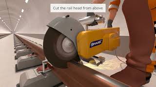 New Geismar SHARK rail saw cutting into expanded tracks [upl. by Gnus]