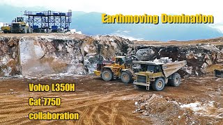 Powerhouse Pair Watch Volvo L350H and Cat 775D Dominate the Job Site [upl. by Solegnave101]