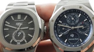 Patek Philippe Nautilus vs Audemars Piguet Royal Oak Patek 57261A001 vs AP 15202ST Watch Review [upl. by Yentrok881]