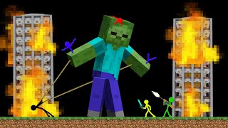 Stickman VS Minecraft Zombie Invasion  AVM Shorts Animation [upl. by Yenruogis699]