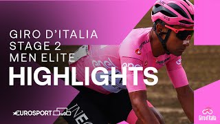 FROM CRASH TO VICTORY 🫨  Giro DItalia Stage 2 Race Highlights  Eurosport Cycling [upl. by Bensky]