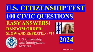 Citizen Questions and Answers 2024 EASY Answer Slow and Repeated [upl. by Harrat653]