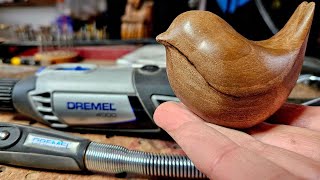 Wood carving a comfort Bird with a dremel and kutzall burrs [upl. by Cassaundra]