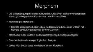 Sprachwissenschaft 7 Morphologie [upl. by Melissa]