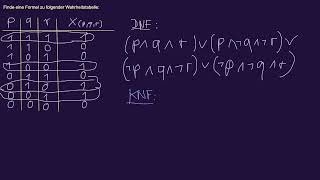 Aussagenlogik – DNF und KNF aus Wahrheitstabelle ablesen [upl. by Rosinski989]