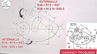 TANGENCY PROBLEMS IN TECHNICAL DRAWINGS AND ENGINEERING [upl. by Annahaj]