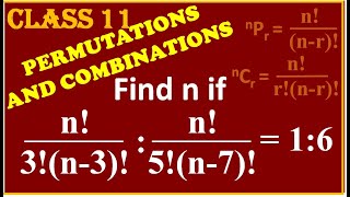 PERMUTATIONS amp COMBINATIONS  Find n if  n  3n3    n  5n7  16 [upl. by Haroved606]