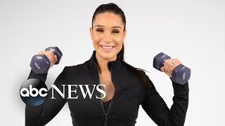 Kayla Itsines shares her goto pregnancy workout  GMA Digital [upl. by Assira]