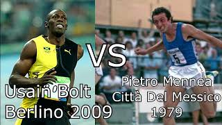 Usain Bolt vs Pietro Mennea 200 metri Berlino 2009 WR vs Universiadi 1979 [upl. by Relyhcs]