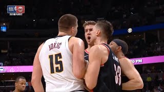 Nikola Jokic amp Meyers Leonard trash talks amp both gets a technical fouls  Blazers vs Nuggets Game 5 [upl. by Nellac]