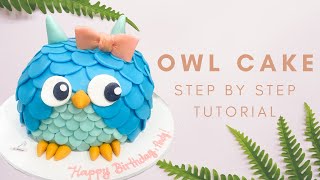 Owl Cake  Step by Step Tutorial  Full Fondant  4K [upl. by Maeve]