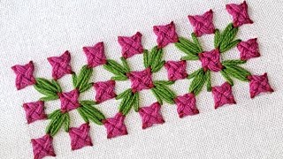 Super Attractive Gorgeous Border Stitch for BeginnersVery SimpleampEasy StitchesHand EmbroideryTrick [upl. by Adnaugal]