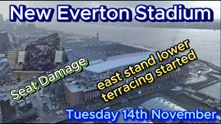 New Everton Stadium Bramley Moore Dock  Storm Debi Damage  14th November  latest progress efc [upl. by Aronow66]