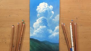 How to Draw Towering Clouds  Landscape Drawing in Pastel Pencil [upl. by Nibuz]