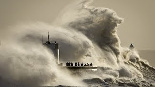 Spectacular Footage Mega Storm Hercules 50ft Waves Batter Coast Porthleven Cornwall [upl. by Assedo]