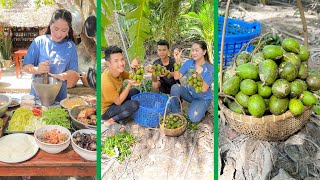 Mommy Chef pick June Plum and make salad so yummy with country style  Sros yummy cooking vlogs [upl. by Roht696]