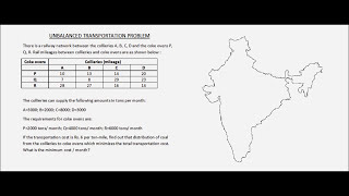 Transportation model  Example 12  Unbalanced transportation problem [upl. by Allesiram]