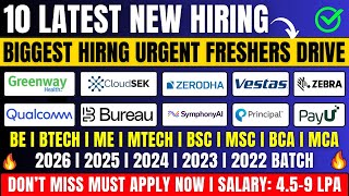 🔥10 COMAPANIES STARTED MASS HIRING  OFF CAMPUS DRIVE  URGENT FRESHERS NEW HIRING  20262022 BATCH [upl. by Eiveneg]