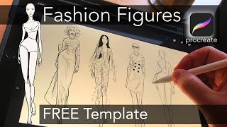 Sketch croquis on Procreate  fashion illustration tutorial  FREE PROCREATE TEMPLATE [upl. by Jackquelin308]