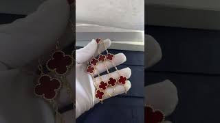 Custom Made Van Cleef Arpels Vintage Alhambra Ten Morifs Necklace 18K Yellow Gold Carnelian Stone [upl. by Ahearn987]