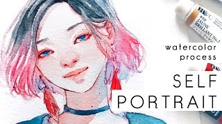 SELF PORTRAIT Watercolor illustration [upl. by Ytitsahc]