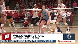 Spring Cleaning Badger volleyball sweeps UIC at Field House [upl. by Mott]