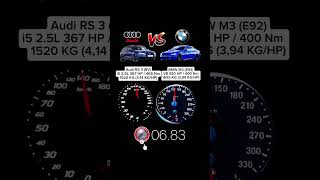 Audi RS3 8V 367 HP vs BMW M3 E92 420 HP acceleration [upl. by Glassman]