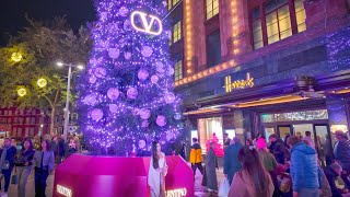 London Harrods Christmas Windows 2023 ✨ Knightsbridge amp Belgravia Christmas Lights Walk 🎄 4K HDR [upl. by Anidnamra]