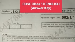 CBSE class 10 English answer key 00214  CLASS 10 ENGLISH TERM 1 ANSWER KEY JSK1 [upl. by Henigman147]