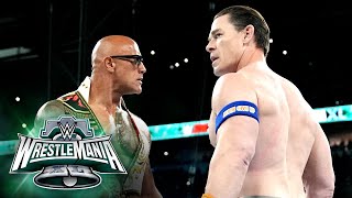 The Rock and John Cena come facetoface at WrestleMania XL WrestleMania XL Sunday highlights [upl. by Elyag]