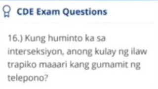 Kung huminto ka sa interseksiyonanong kulay ng ilaw trapiko maaari kang gumamit mg telepono [upl. by Tekcirc]